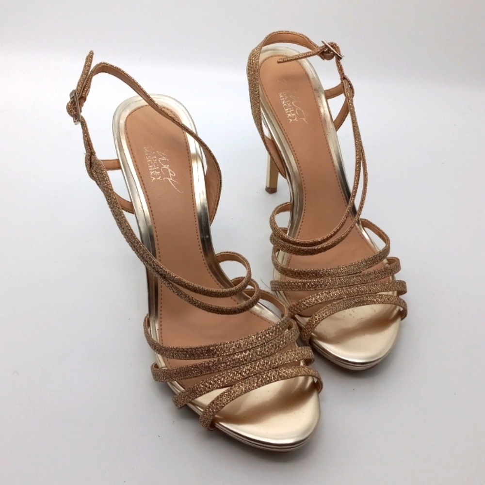 BAGDLEY MISCHKA SEXY GOLD STRAPPY HEELS